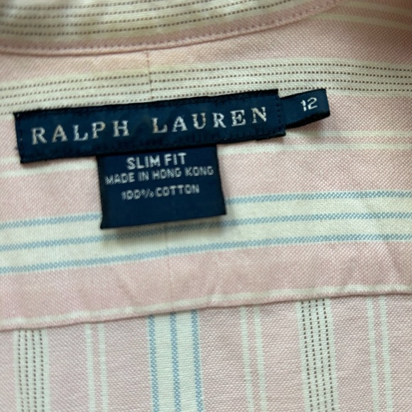 Vintage Ralph Lauren striped oxford blouse with 3/4 sleeves - Picture 2 of 5